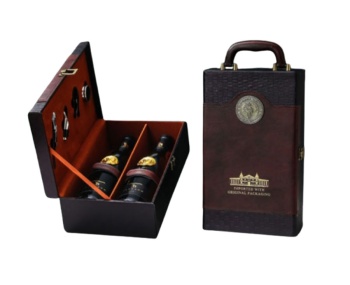 Hộp đựng Rượu Vang bằng Da loại 2 chai ( màu nâu)
