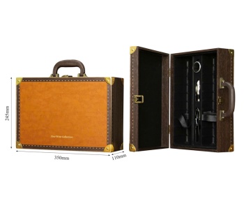 Hộp đựng rượu Vang bằng gỗ sơn mài loại 2 chai mặt da bo góc