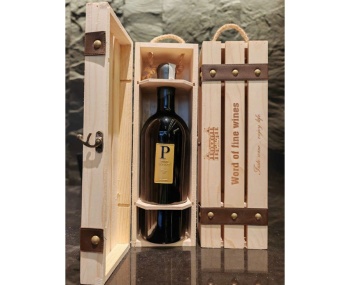Set quà tặng hộp gỗ 1 chai vang Ý chữ P Piero Bonnici