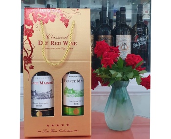 Vang Pháp France Maison đỏ và trắng - Set hộp giấy 2 chai