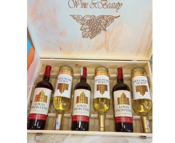 Vang Pháp Louis Frontera đỏ và trắng - Thùng gỗ Mix 6 chai