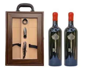 Set Quà Tặng Hộp Gỗ Mặt Kính 2 chai Vang Ý Segreto