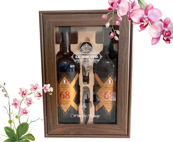 Set Quà Tặng Hộp Gỗ Kính Rượu Vang Ý 68