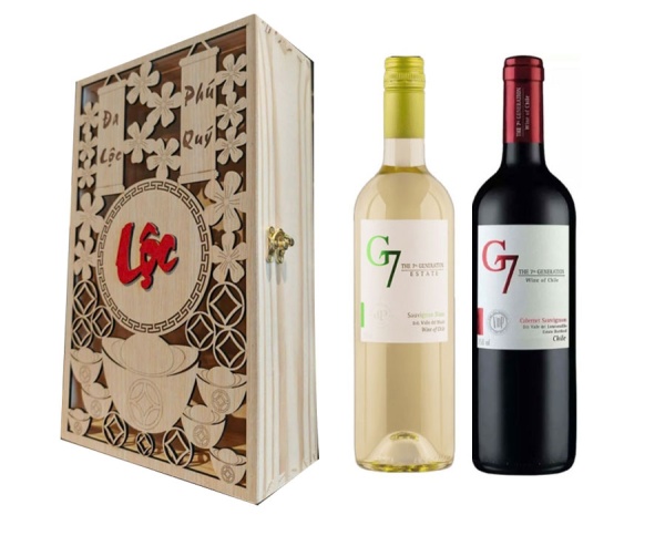 Set Quà Tặng Hộp Gỗ 2 Chai Vang Chile G7
