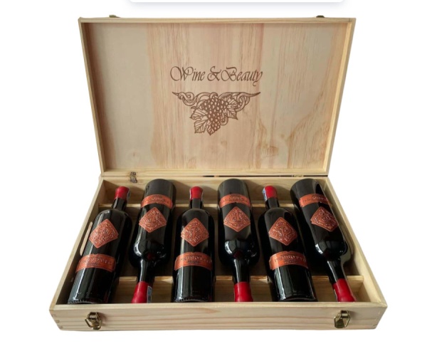 Set Quà Tặng Cao Cấp  Hộp Gỗ 6 Chai Vang Ý- PESSOTTO