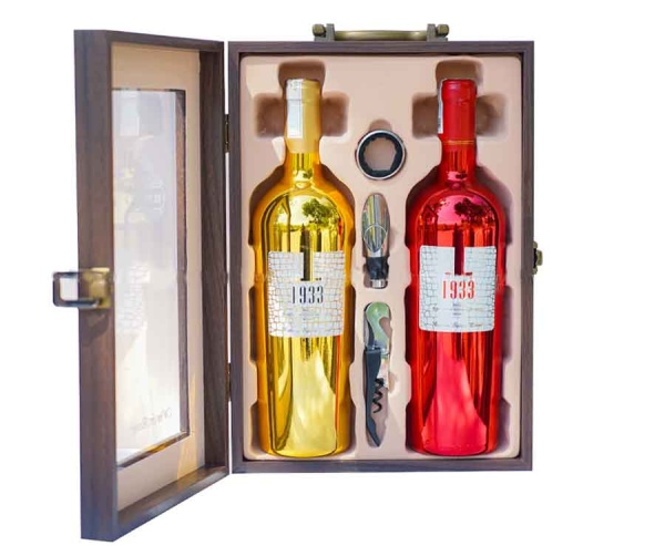 Set Quà Tặng Hộp Gỗ Mặt Kính Đôi 1933 Red+Gold